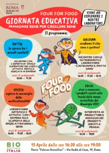 Locandina Campagna informativa di educazione alimentare ditta Bio ristoro per 15 aprile 2025